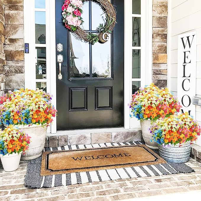 Uieke 12PCS Artificial Fake Flowers, Daisy Mums Fall Flowers Outdoor UV Resistant No Fade Greenery Shrubs Plants Indoor Outside Hanging Planter Home Wedding Office Garden Porch Décor (Assorted)