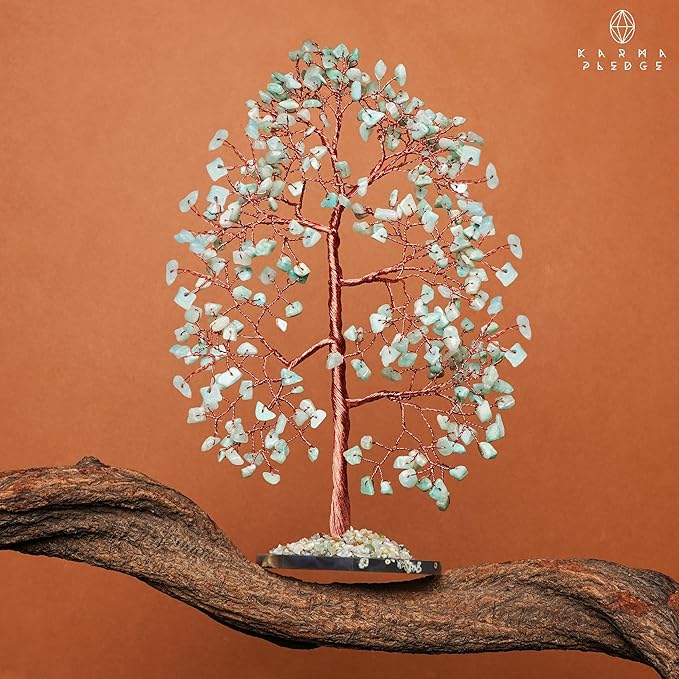 Crystal Trees for Home and Office Decoration, Amazonite Chakra Healing Crystals Feng Shui Handmade Trees for Positive Energy, Money, Good Luck, Christmas Decor, Birthday Gifts for Women, Mom