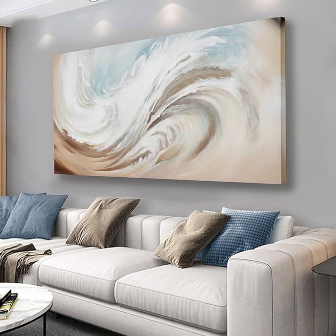 Abstract Wall Art Canvas Wall Paintings Modern Beige Wall Decor Aesthetic Room Decor Wall Art Framed Artwork for Living Room Bedroom Dining Room Home Office Decor 29"x58"