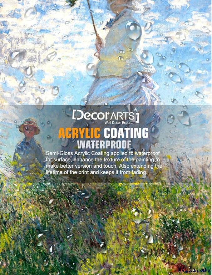 DECORARTS - The Walk, Woman with a Parasol (1875), Claude Monet Art Reproduction. Giclee Canvas Prints Wall Art for Home Decor 20x16