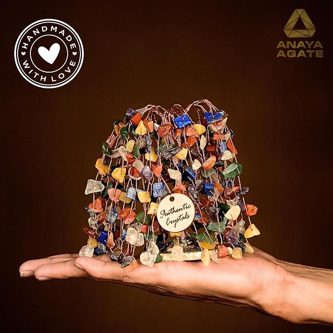 7 Chakra Healing Crystal Tree of Life Handmade Gemstone Bonsai Trees for Home and Office Desk Decor Feng Shui Money Tree for Positive Energy, Wealth, Luck, Reiki, Protection, Spiritual Gift for Women