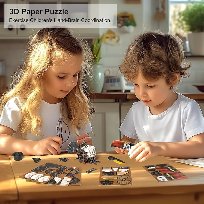 Red-Billed Toucan Bird 3D Paper Puzzle for Kids, Animal Puzzle with Sound, Best Gift for Girls, Crafts for Girls Age 8-12 Years Old…