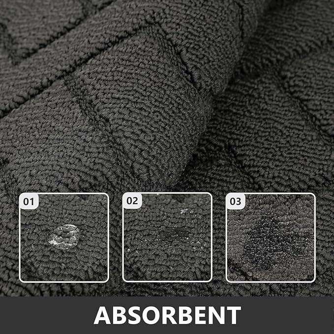 hicorfe Kitchen Rugs and Mats Sets,2 Pieces Super Absorbent Polypropylene Non-Slip Rug,Soft Comfort Floor Mat,Machine Wash for Kitchen,Hallway,Office,Sink,Laundry(20" x 31.5"+20" x 48",Charcoal)