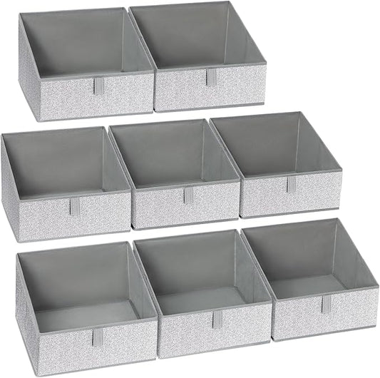 DIMJ Trapezoid Storage Bins, Closet Storage Bins with Handle, Foldable Closet Organizers and Storage Baskets for Toys, Books, Clothes, 8 Packs