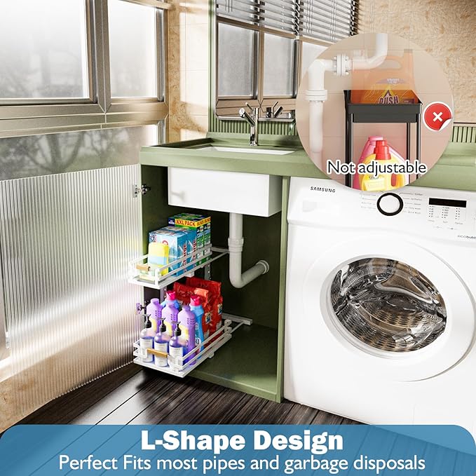 Under Sink Organizers and Storage, 2 Tier Slide Out Under Sink Organizers And Storage (1 Pack-white)