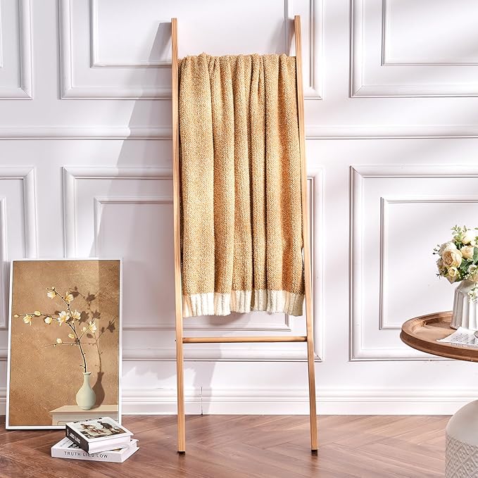 CozeCube Melange Blanket, Ultra Soft Orange and White Throw Blanket, Warm Cozy Knit Fuzzy Plush Reversible Throw for Couch Bed Sofa, 50"x60"