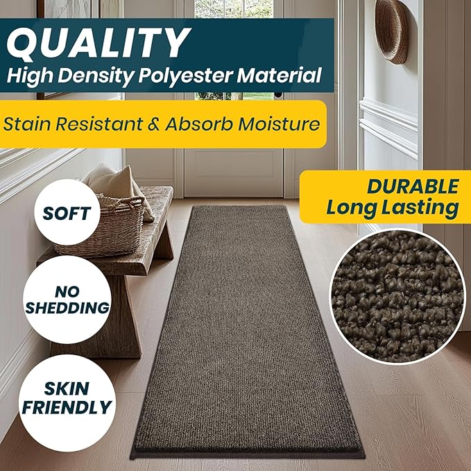 Washable Kitchen Rug 24" x 82" / 60cm x 210cm, Non Slip Kitchen Mat for Floor, Absorbent Indoor Entryway Runner Rug for Hallway, Laundry, Bathroom, Bedroom (Roll Packing)