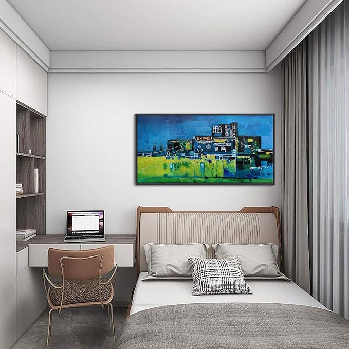 YDYSUNE Modern Abstract Wall Art for Living Room, Office & Bedroom Navy Blue City Wall Art Cityscape & Paintings for Bedroom Wall Art Pictures Wall Decor Artwork for Walls 20×40IN