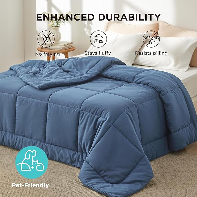 Bedsure Comforter Duvet Insert - Quilted Comforters Oversized King, All Season Duvet, GentleSoft Down Alternative Bedding, with 8 Tabs, Gifts for Women/Men, Dark Slate Blue, Oversize King 116x98Inche