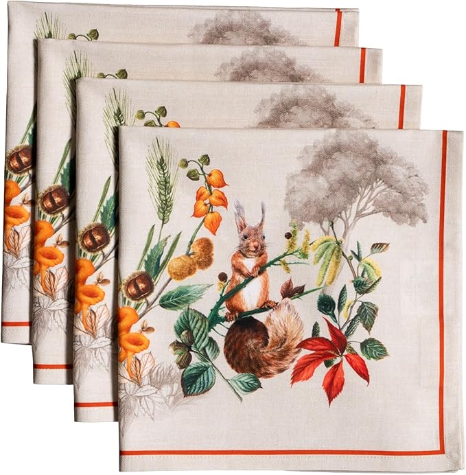 Maison d' Hermine Cloth Napkins Set of 4 100% Cotton Everyday Reusable Square Napkins Cloth Washable, Dinner, Party, Wedding, Restaurant (Recolte, 20" x 20")