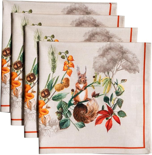 Maison d' Hermine Cloth Napkins Set of 4 100% Cotton Everyday Reusable Square Napkins Cloth Washable, Dinner, Party, Wedding, Restaurant (Recolte, 20" x 20")