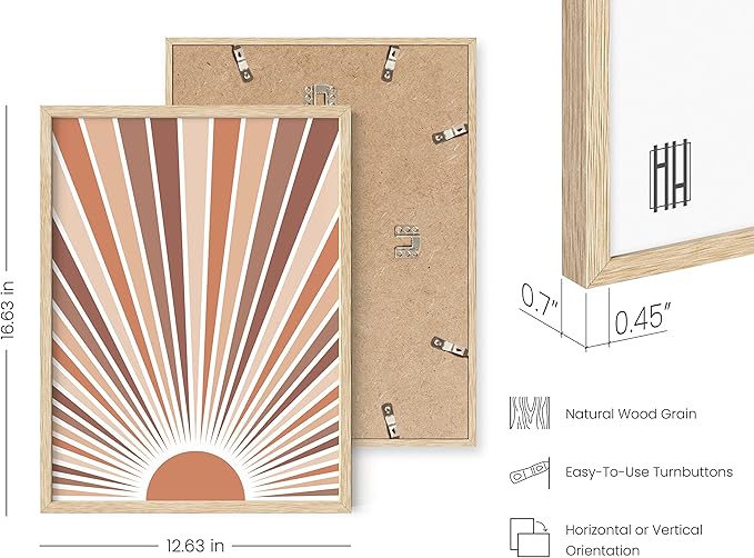 Haus and Hues Geometric Wall Art - Boho, Minimalist Wall Decor (Beige Framed, 12x16)