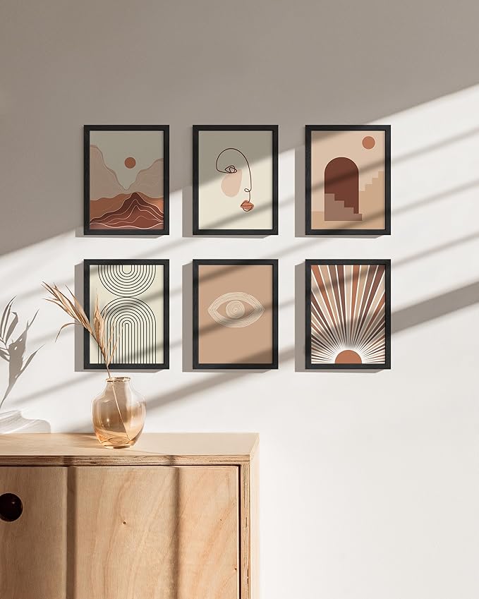 HAUS AND HUES 6x8 Black Oak Wooden Picture Frame - Set of 6 6x8 Poster Frame - Premium Oak, Vertical Hang, Shatterproof Plexiglass - Ideal for Home, Room, Office (6x8-inch, Black, Set of 6)