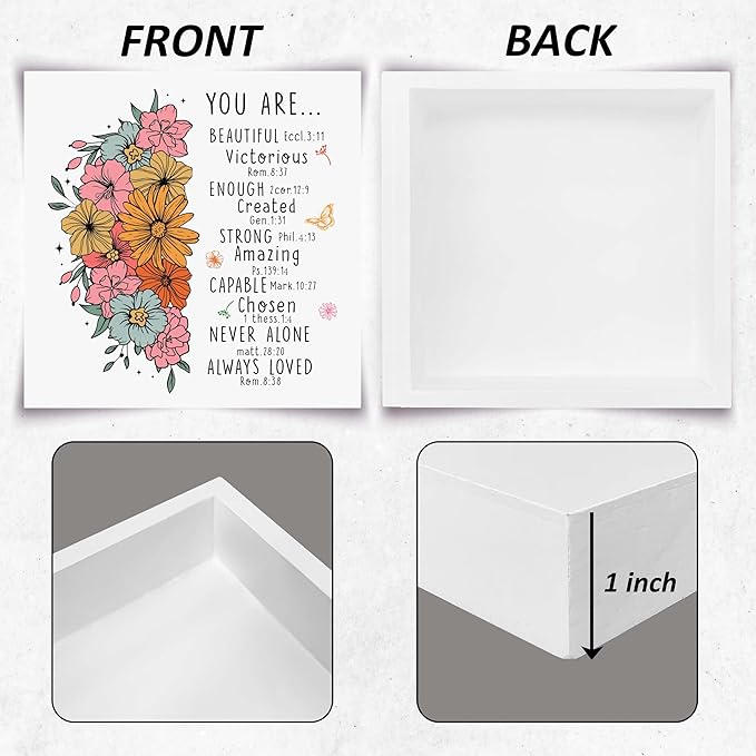 SSQBZU Christian Gifts: 'You Are Beautiful' Wood Box Sign, Christian Home Decor Accents for Christmas, Birthday, Thanksgiving, Easter & More