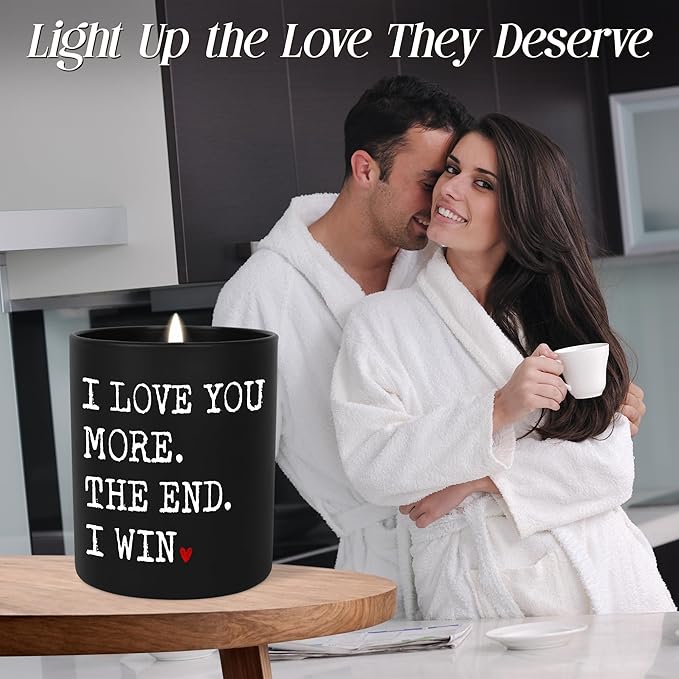 Anniversary Wedding Gifts for Women Men - I Win Long Lasting Vanilla Lavender Scented Candle 10 oz - Christmas Birthday Gifts for Him Her, Couple Gift for Boyfriend Girlfriend Husband Wife