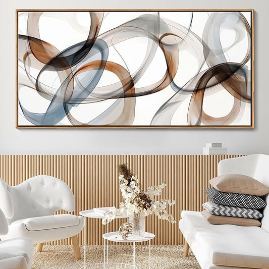 Large Wall Art - Framed Canvas Wall Art Abstract Wall Decor for Living Room - Modern Minimalist Style Artwork Decorations Wooden Frames for Canvas Paintings 29×58IN