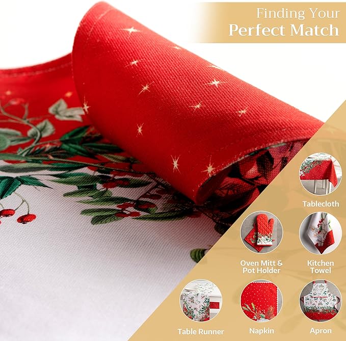 Maison d' Hermine Placemats Set of 4 100% Cotton Washable Cloth Place Mats, Reusable Table Mats for Kitchen Dining Decoration, Party, Wedding, Restaurant (Noel, 13" x 19")