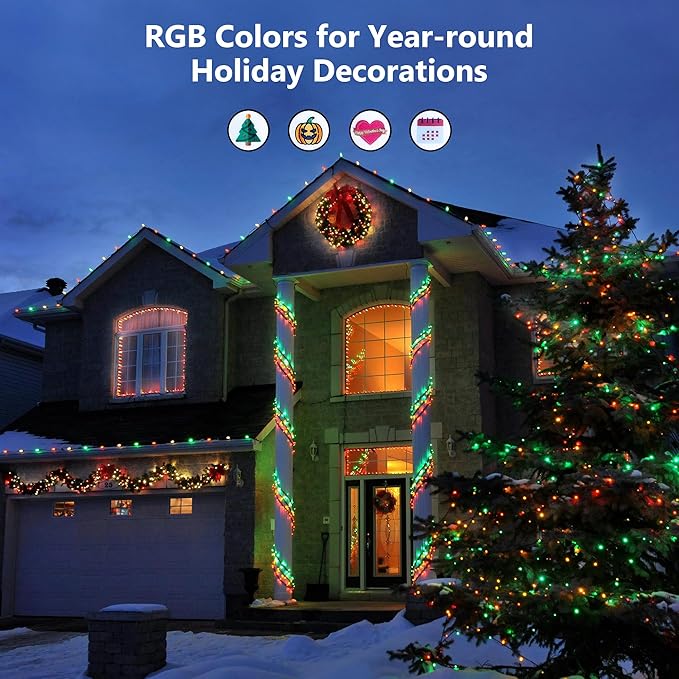 Brizled Color Changing String Lights 98FT 300 LED RGB Christmas Lights Dimmable Multifunctional Christmas Light with Remote for Indoor Outdoor Halloween Xmas Tree Holiday Party Thanksgiving Decor