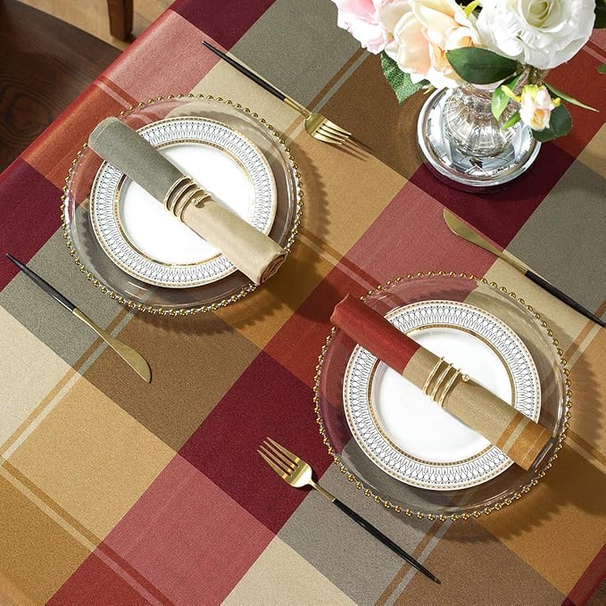 Checkered Style Cloth Napkins 20 x 20 Inch 4 Pieces Washable Comfortable for Restaurant Family Dinners Weddings Parties and Banquets(Square, 20" x 20", Red)