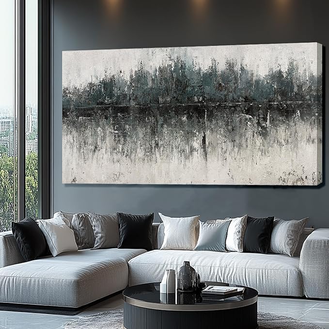 SDYA Abstract Wall Decorations for Living Room/Green and Grey Painting Artwork on Canvas/Master Bedroom Wall Decor/Posters for Room Men Office Dining Room 29"x 58"