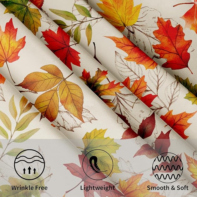Fall Round Tablecloth 60 Inch Autumn Maple Leaf Table Cloth Round Orange Autumn Thanksgiving Harvest Themed Decorative Tablecloths Fall Circle Table Cover for Home Kitchen Dining Room Living Room