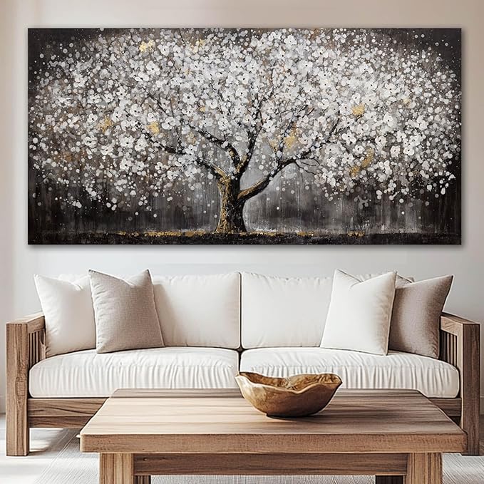 SDYA Plant Wall Pictures Large Neutral Canvas Paintings Black and White Hanging Art 24"x48" BedRoom Wall Decoration Farmhouse Kitchen Decor