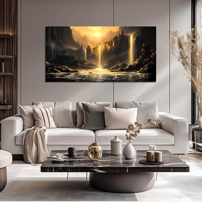 Waterfall Pictures Wall Decor for Living Room Mountain Canvas Wall Art for Office Modern Wall Art for Dining Room Size 24" x 48"