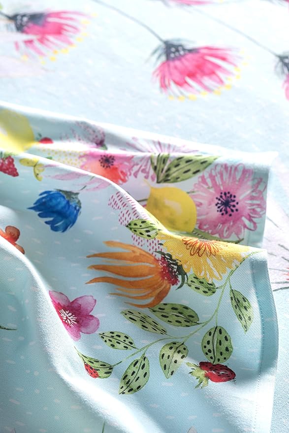 Maison d' Hermine Cloth Napkins Set of 4 100% Cotton Everyday Reusable Square Napkins Cloth Washable, Dinner, Party, Wedding, Restaurant, Spring/Summer (Jardin D'Ete - Mint, 20" x 20")