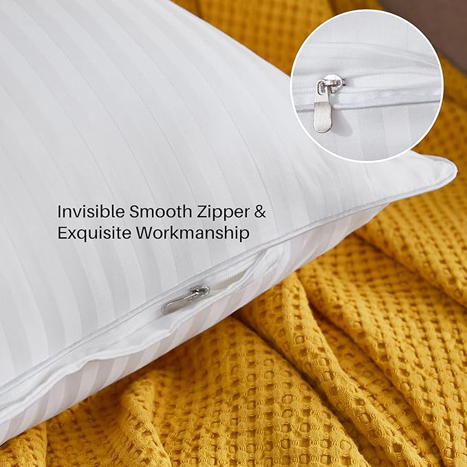 Oubonun 16 x 16 Throw Pillow Inserts, Firm and Fluffy Decorative Square Pillows for Couch Bed Sofa with Soft Cotton Cover White Cushion with Down Alternative Pack of 2