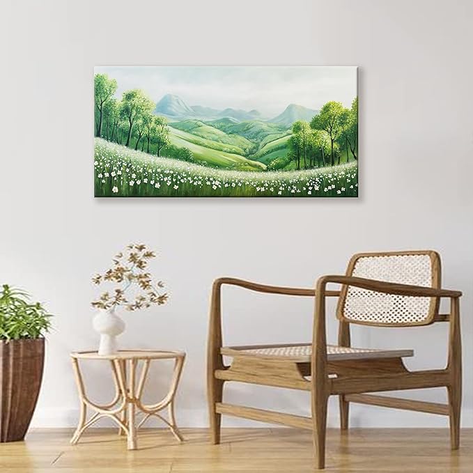 Tsomzxng Canvas Wall Art Decor Prints Green Natural Modern Landscape Green Wall Decorations Mountain Wilderness Artwork For Living Room Wall Bedroom Kitchen Office Home Wall Artwork 20"×40"