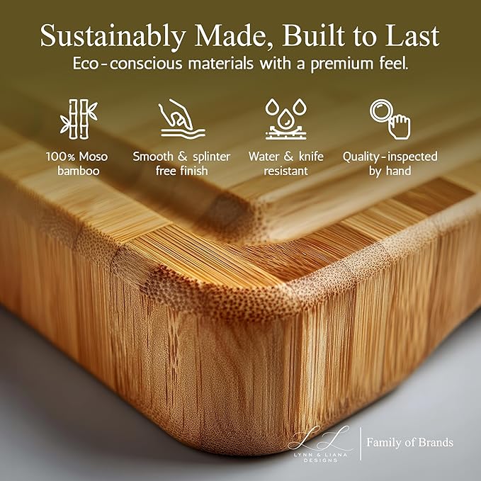 Lynn & Liana Luxury Charcuterie Board with 4-Piece Cheese Knife Set, Corkscrew & Bottle Opener Gift Set, Expandable Bamboo Cheese Board, Wedding Gift, Housewarming, Birthday, Bridal Shower