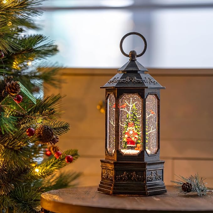 Christmas Snow Globe Nutcracker Lantern, Glitter Lighted Nutcracker & Bear with Music & Timer Water Lantern for Home Decoration and Gift, Battery Operated or USB Powered