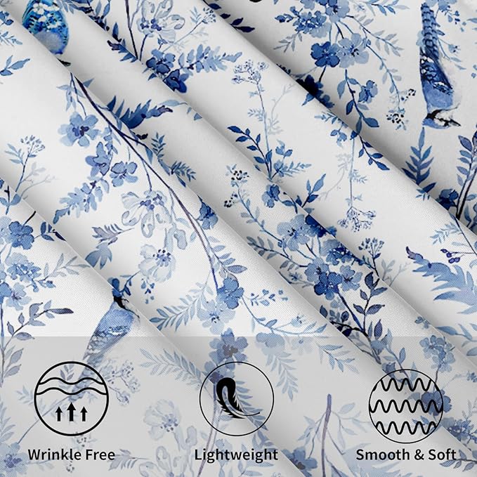 Blue Floral Round Tablecloth 60 Inch Chinoiserie Flowers Table Cloth Round Vintage Farmhouse Tablecloth Spring Blue White Floral Washable Round Table Cover for Home Picnic Dinner Table Decoration