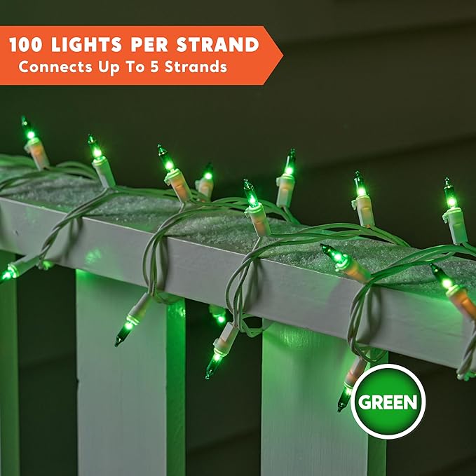 Joiedomi Christmas String Lights Indoor,100 Count Mini Green Light,21.4 FT Lighting Decor for Patio Dorm Classroom Bedroom Holiday Wedding Party Garland Birthday Festival,White Wire