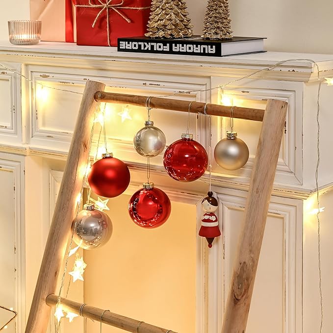 Champagne Ornaments for Christmas Tree Decoration, 3.15’’ Glass Ball Ornaments, Hanging Baubles Set of 9 with 3 Different Finishes, Plain Xmas Balls for Home Decor, Wedding Party Gift