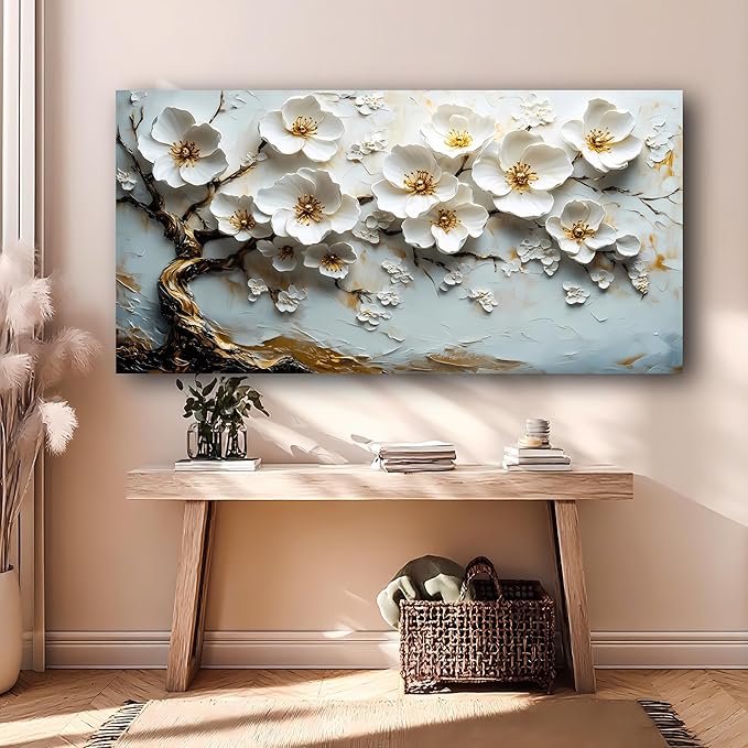 Abstract Wall Art Canvas Print Tree of Life Painting Flower Painting Decor Paintings Modern Style Living Room Bedroom Office Home Kitchen Decor Nature Landscape Artwork Wooden Frame 20x40 inch