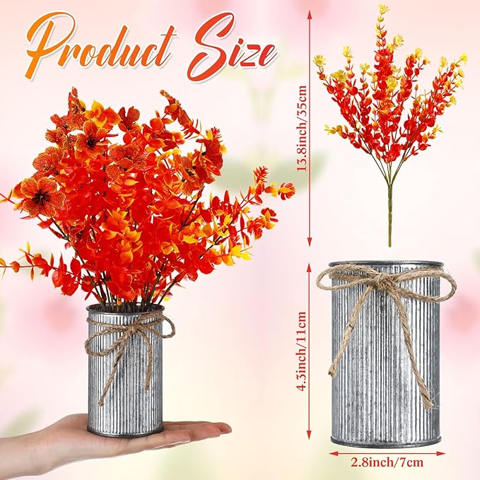 Zeyune 3 Sets Fall Thanksgiving Table Centerpiece Decoration Harvest Artificial Flower Stems Faux Fall Arrangement with Metal Pot for Autumn Rustic Farmhouse Home Kitchen Dining Indoor Decoration