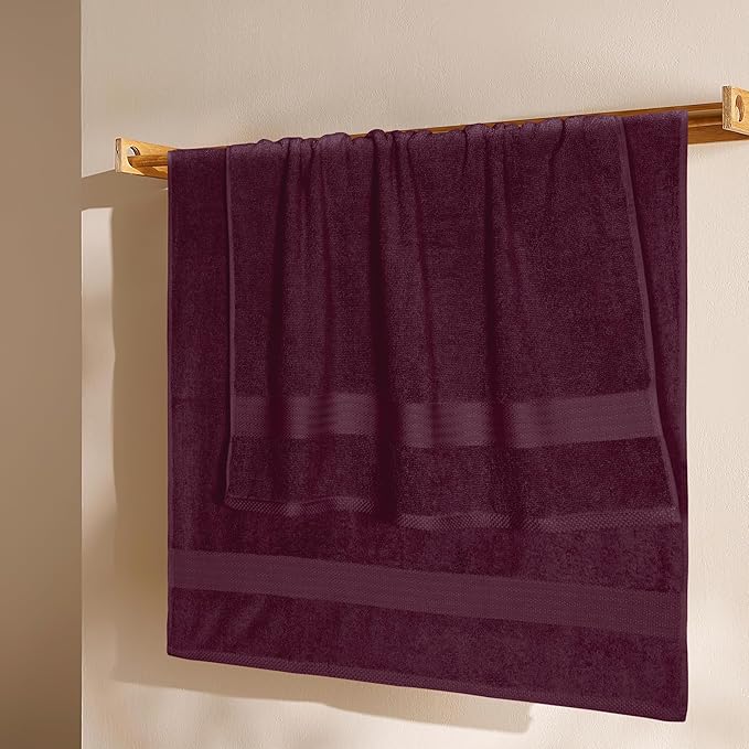 GLAMBURG Premium Cotton 4 Pack Bath Towel Set - 100% Pure Cotton - 4 Bath Towels 27x54 - Ideal for Everyday use - Ultra Soft & Highly Absorbent - Burgundy