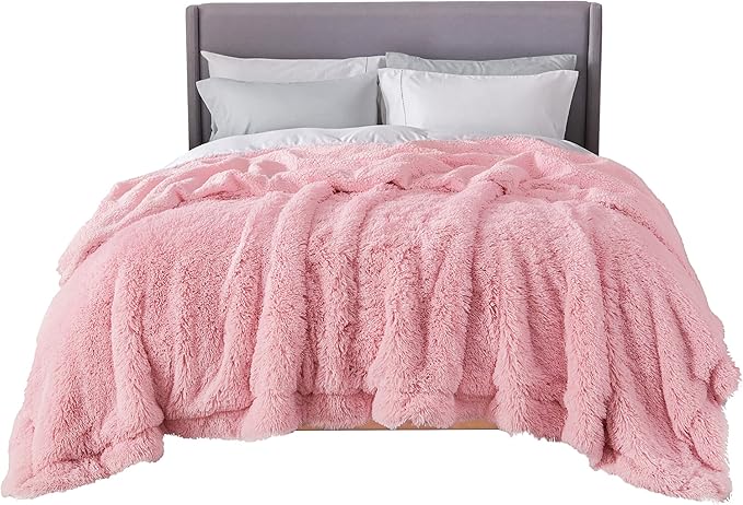 Bedsure GentleSoft Fluffy Pink King Size Blanket for Bed, Thick Soft Sherpa Faux Fur Fleece Bedding Fuzzy Plush Winter Warm Heavy Big Large King Blanket, Cozy Pink Gifts for Men Women, 108x90