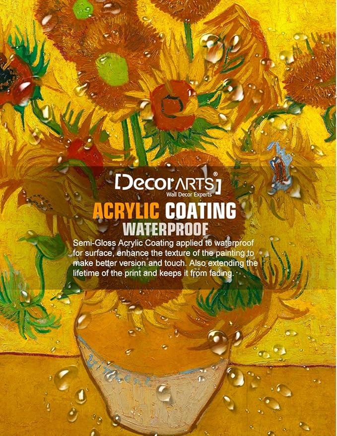 DECORARTS - Sunflowers, Vincent Van Gogh Art Reproduction. Giclee Canvas Prints Wall Art for Home Decor 20x16