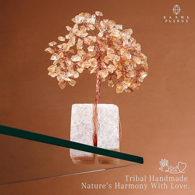 Crystal Tree for Birthday Gifts for Women, Handmade Raw Crystal Base Citrine Chakra Healing Crystal Tree of Life for Positive Energy, Money, Good Luck, Christmas Décor, Home and Office Decor