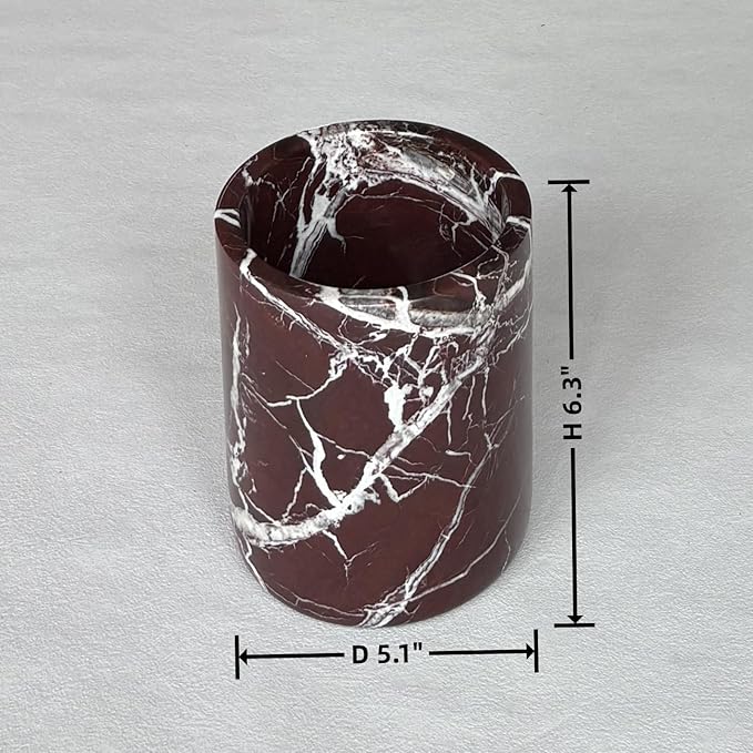 Handmand Natural Marble with Holes Stone Vintage Kitchen Utensil Holder - 5.1" D X 6.3" H Kitchen Counter Organizers and Storage Tool Crock (Rosa Levanto Marble)