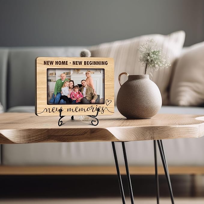 ukebobo House Warming Gift, New Home Picture Frame, Housewarming Picture Frames, New Home Gift Ideas for Family Couples, Wood Photo Frame with Stand for Desk Decor, 8 x 6 Inches-444