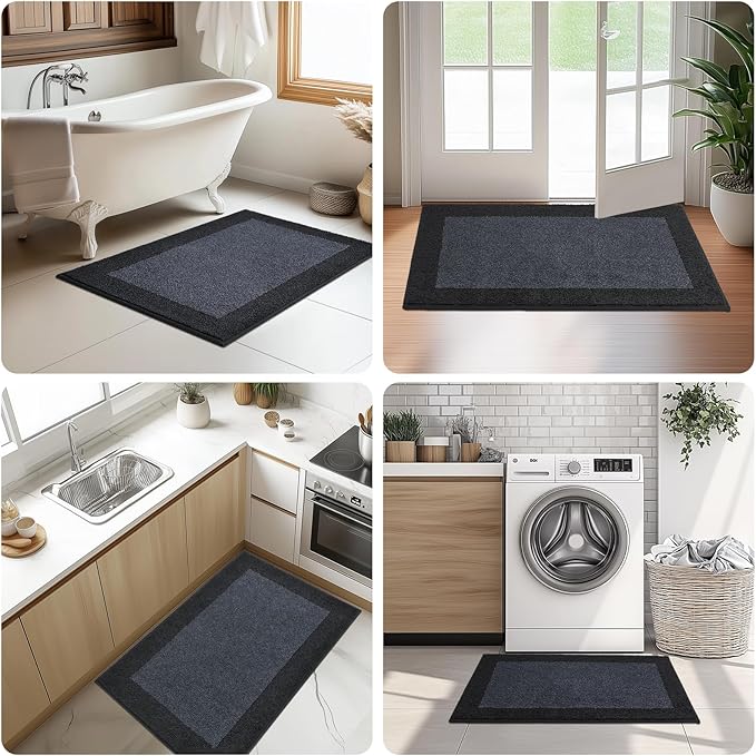 Machine Washable Kitchen Rug 32" x 84", Non Slip Kitchen Mat for Floor, Absorbent Entrance Runner Rug for Bedroom, Hallway, Bathroom, Door (Roll Packing)