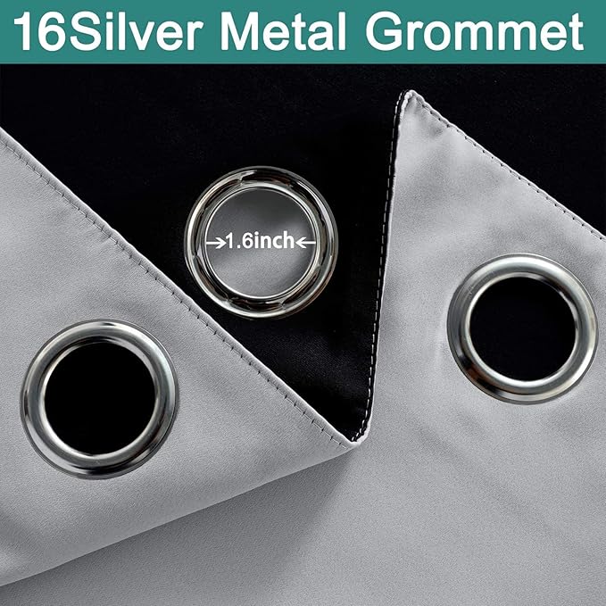 Yakamok 100% Blackout Patio Door Curtain Extra Wide Drapes - Sliding Glass Door Thermal Curtain - Light Grey, W100 x L108, 1 Panel