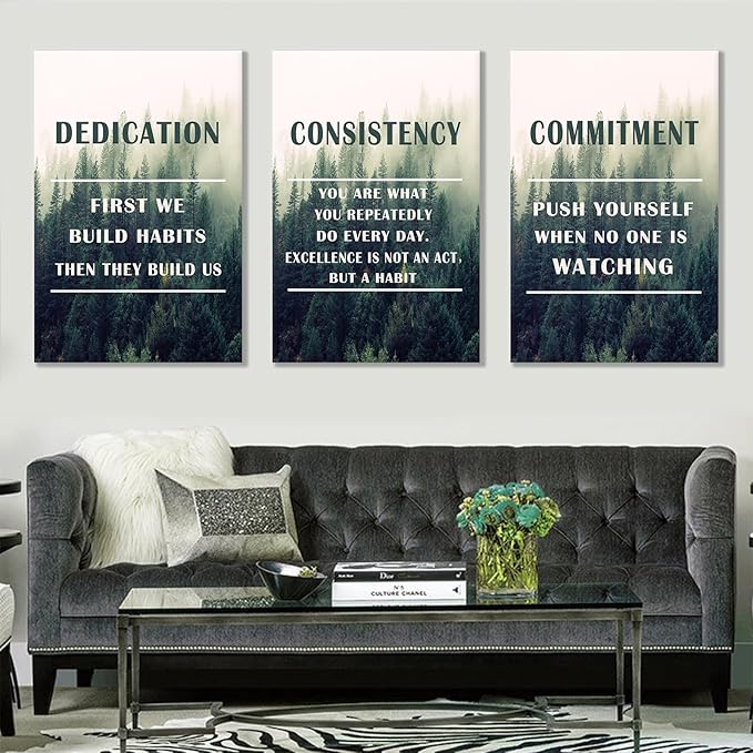 3 Piece Motivational Canvas Wall Art Large Posters Inspirational Entrepreneur Quote HD Picture Print Positive Painting Artwork for Living Room Workplace Stretched and Framed [72''Wx 36''H]