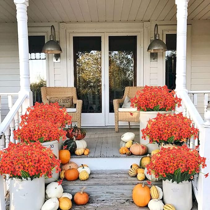 20 Bundles Artificial Flowers, Outdoor Indoor UV Resistant Fake Flowers No Fade Faux Plastic Plants Garden Porch Window Box Decoration