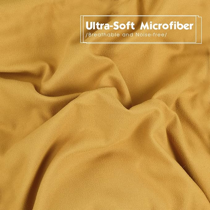 HIG 3-Piece Mustard Yellow Reversible Down Alternative Comforter Set Queen - Baffle Box Stitched Design - 4 Built-in Corner - Lightweight & Easy Fit - Premium Poly Filling - Fluffy, Warm, Soft