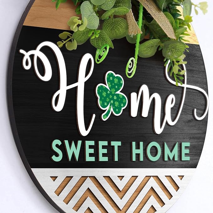 GOSSBY Interchangeable Welcome Sign for Front Door - HOME SWEET HOME - Seasonal Rustic Wood Wreath - Hanging Wall Sign Decoration for Outside, Porch, Farmhouse - New Home, Housewarming Gift