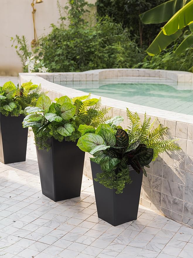 PARTY JOY 12 Bunches Fake Plants Outdoor, Fake Bushes UV Resistant Artificial Flowers Greenery Shrubs Faux Greenery for Outdoor Garden Patio Front Porch Yard Decor